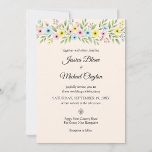 Wildflower Wedding Simple Floral Photo Invitation