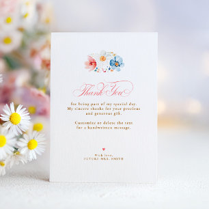 Wildflower Wedding Small Thank You  Card