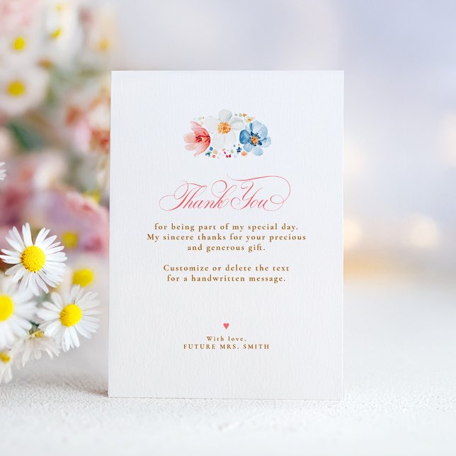 Wildflower Wedding Small Thank You  Card (Wildflowers Small Thank You Card)