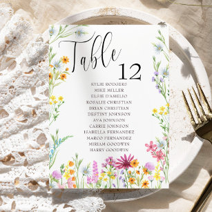 Wildflower Wedding Table Any Number Seating Chart