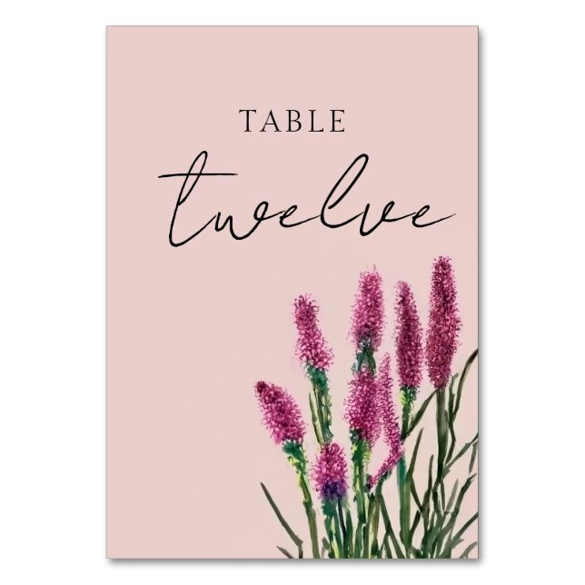 Wildflower Wedding Table Number Card (Front)