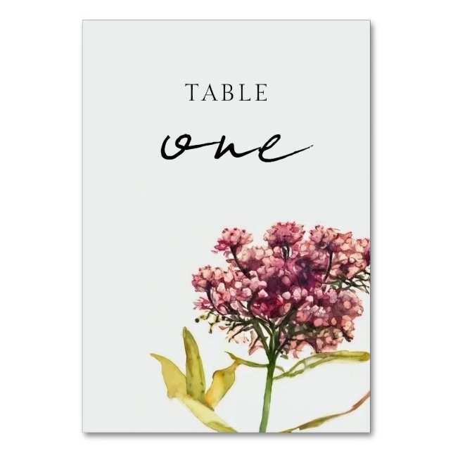 Wildflower Wedding Table Number Card (Front)