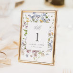 Wildflower Wedding Table Number Card Floral Boho<br><div class="desc">A stylish wedding table number that features pretty wildflower graphics in soft blue, pink, yellow, lilac and green tones and a modern font. It can be personalised with the names of the couple and their wedding date. Pair with anything in the ELODIE collection for a cohesive look. NOTE: you will...</div>