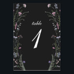 Wildflower Wedding Table Number Card WF1<br><div class="desc">Wedding Table Number Card with purple Wildflower design on a charcoal background.
Matching items available! Search "WF1" in the store.</div>