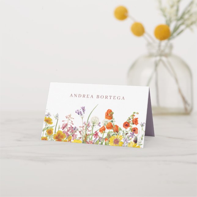 Wildflower Wedding Table Place Cards (Front)