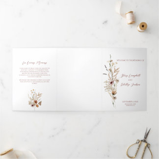 Wildflower Wedding Trifold Letter Fold Program