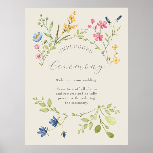 Wildflower Wedding Unplugged Ceremony Poster (Front)