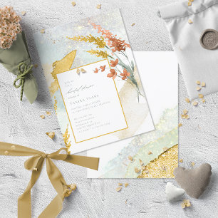 Wildflower Wedding Watercolor Bridal Sh Gold ID954