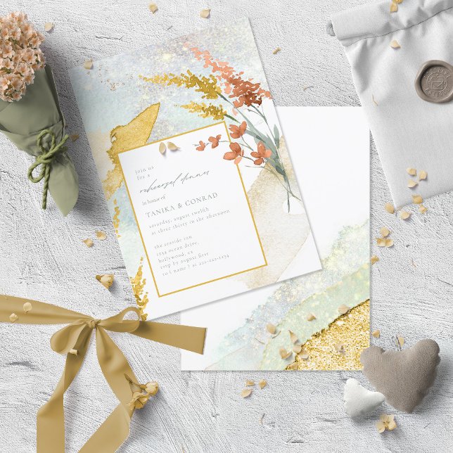 Wildflower Wedding Watercolor Rehearsal Gold ID954 (Creator Uploaded)