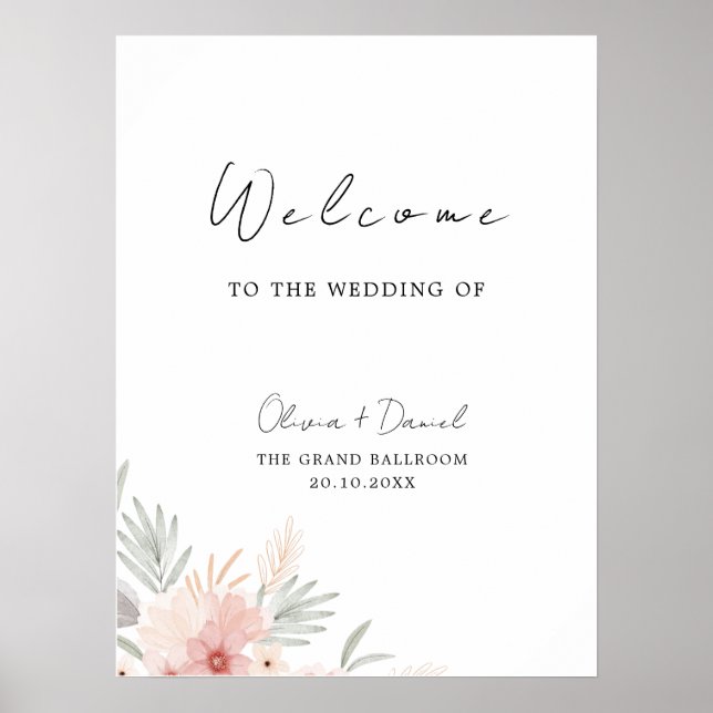 Wildflower Wedding Welcome Sign (Front)