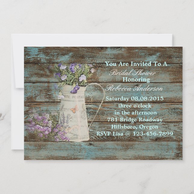 wildflower western country rustic bridal shower invitation (Back)