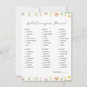 Wildflower What's in Your Purse Bridal Game Card
