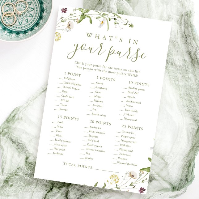 Wildflower what's in your purse bridal shower game (Wildflower what's in your purse bridal shower game)
