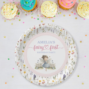 Wildflower Whimsical Fairy First Birthday Party Paper Plate
