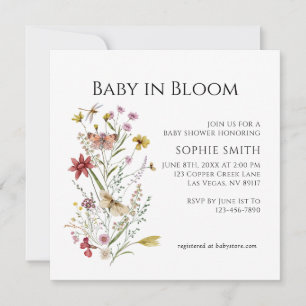 Wildflower Whimsical Garden Baby In Bloom  Invitation