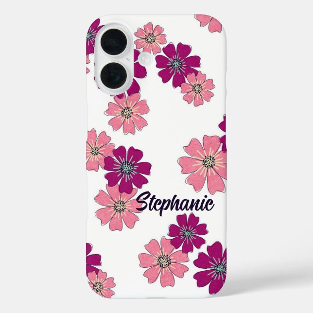 Wildflower Whimsy - Pink Hand Drawn Florals Case-Mate iPhone Case (Back)