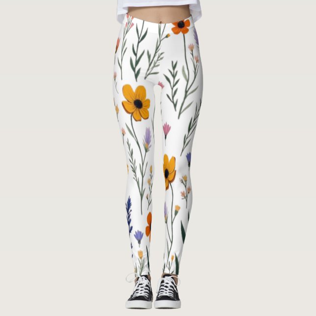 Wildflower Whimsy – Soft Meadow Pattern Leggings (Front)