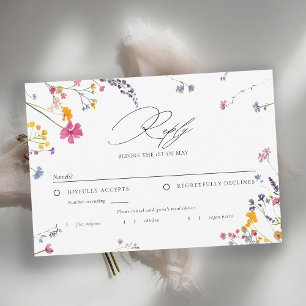 Wildflower Whimsy Watercolor Elegant Wedding Meal RSVP Card