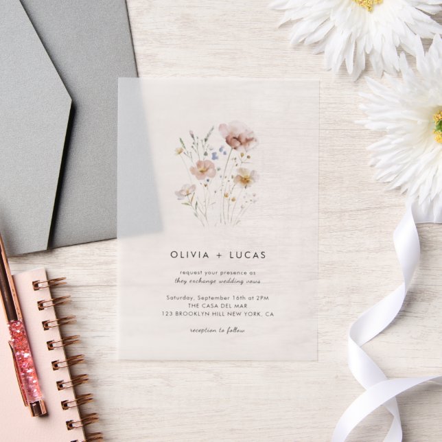 Wildflower Whispers Vellum Wedding Invitation (Wedding)