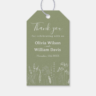 Wildflower White Floral Thank you Wedding  Gift Ta Tags