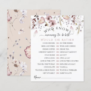 Wildflower Who knows mom best Baby Shower Game