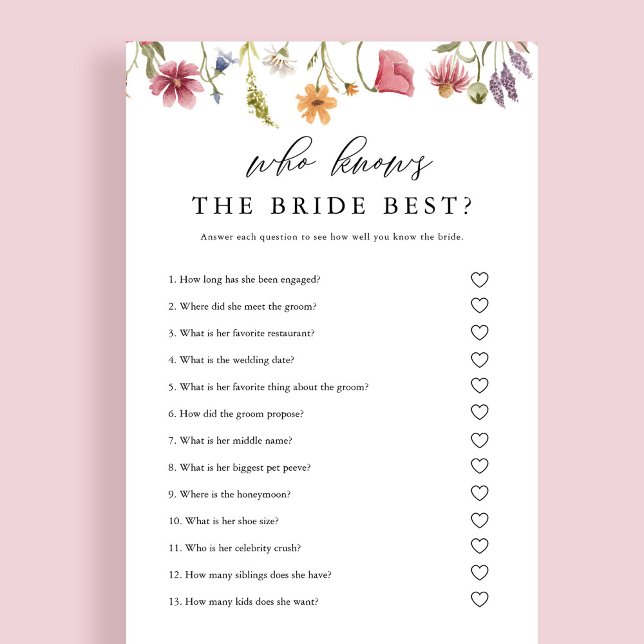 Wildflower Who Knows The Bride Best Bridal Game (Creator Uploaded)