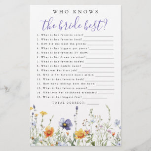 Wildflower Who Knows the Bride Best Party Game