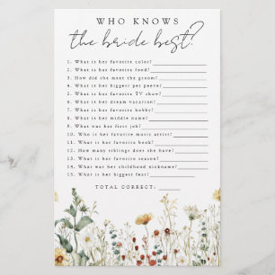Wildflower Who Knows the Bride Best Shower Game