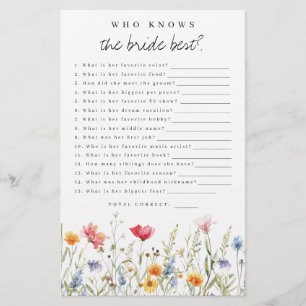 Wildflower Who Knows the Bride Best Shower Game
