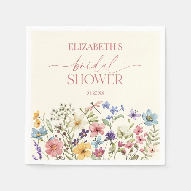 Wildflower Wild Flower Floral Bridal Shower Napkin (Front)