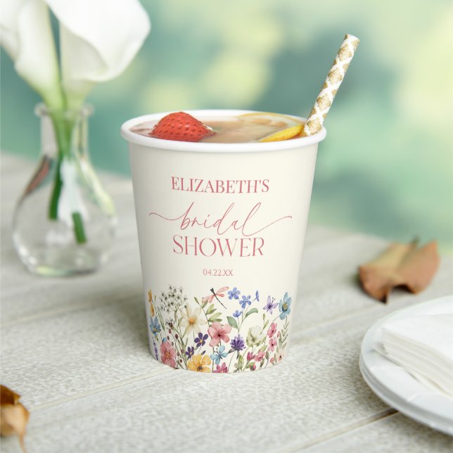Wildflower Wild Flower Floral Bridal Shower Paper Cups (Insitu)