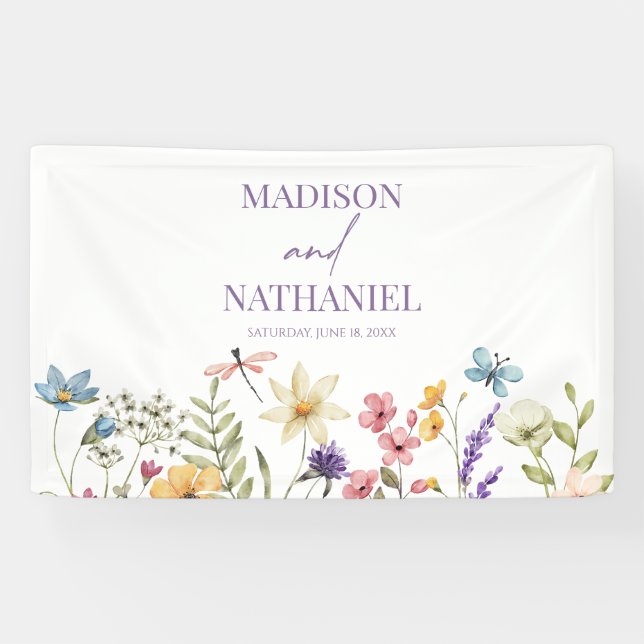 Wildflower Wild Flower Floral Garden Wedding Banner (Horizontal)