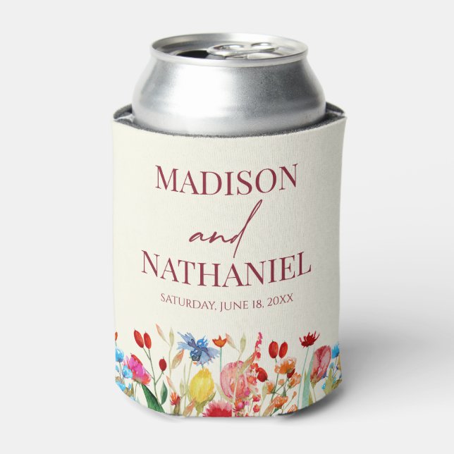 Wildflower Wild Flower Floral Garden Wedding Can Cooler (Can Front)