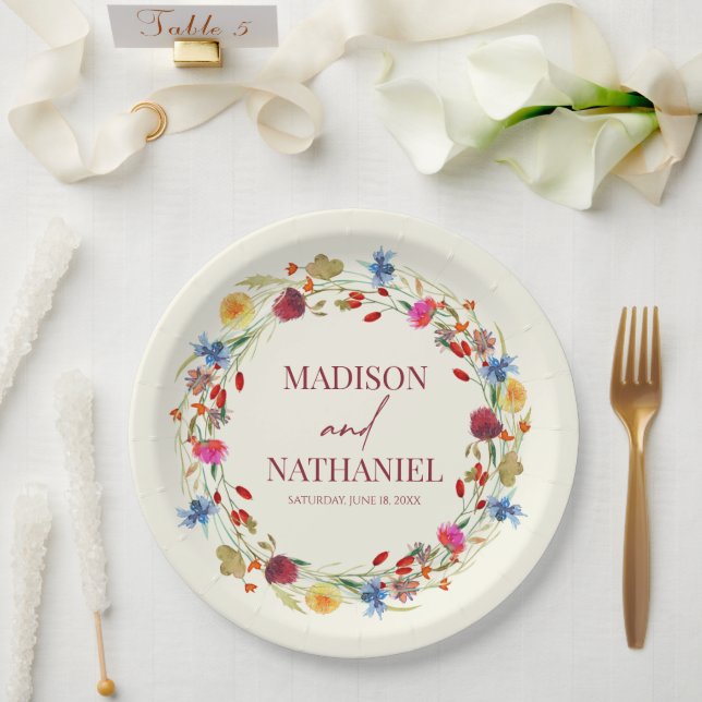 Wildflower Wild Flower Floral Garden Wedding Paper Plate (Wedding)