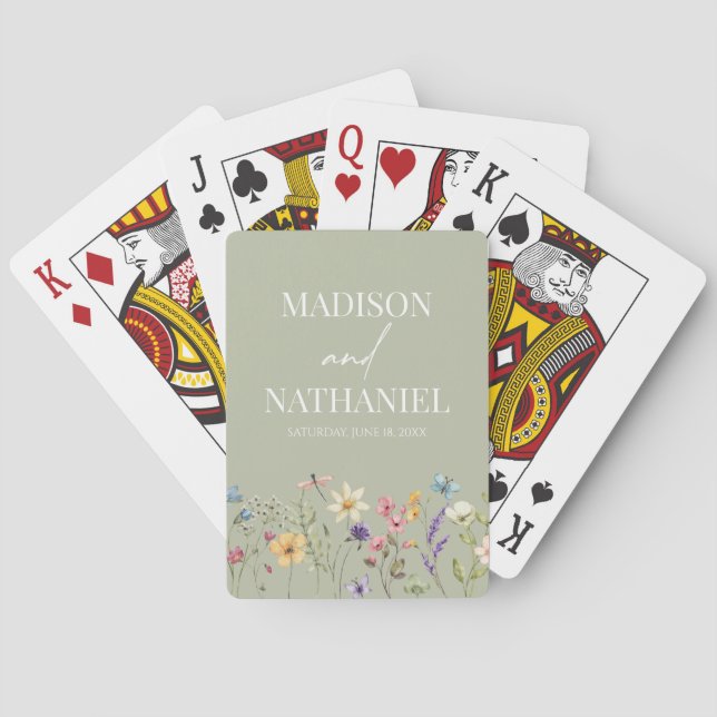 Wildflower Wild Flower Floral Garden Wedding Playing Cards (Back)