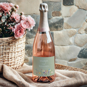 Wildflower Wild Flower Floral Garden Wedding Sparkling Wine Label