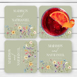 Wildflower Wild Flower Floral Garden Wedding Square Paper Coaster<br><div class="desc">These are Wildflower Wild Flower Floral Garden Wedding Paper Coasters!</div>