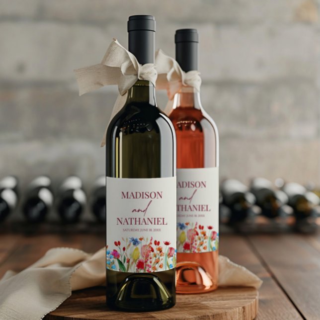 Wildflower Wild Flower Floral Garden Wedding Wine Label (Creator Uploaded)