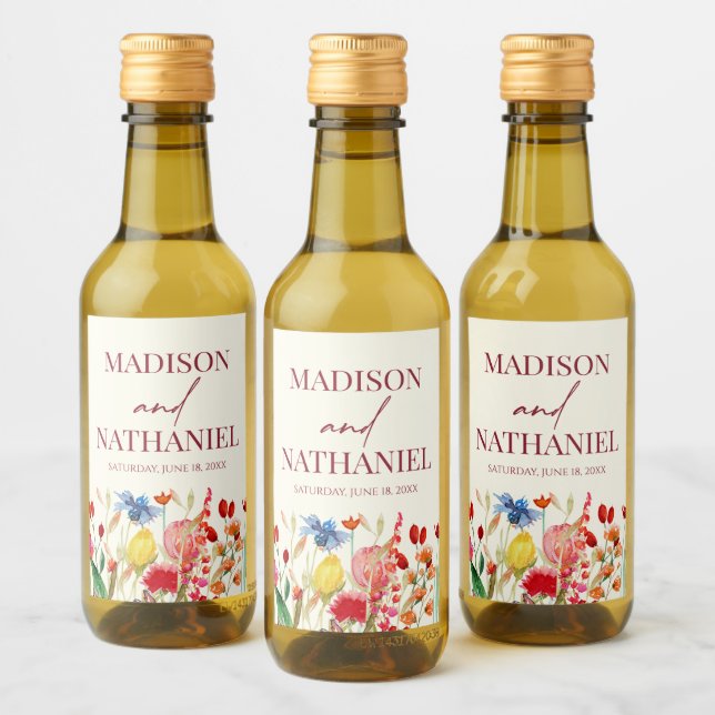 Wildflower Wild Flower Floral Garden Wedding Wine Label (Bottles)