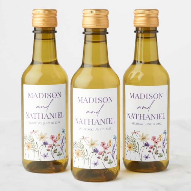 Wildflower Wild Flower Floral Garden Wedding Wine Label (Bottles)