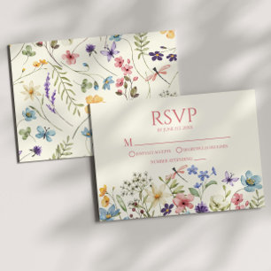 Wildflower Wild Flower Floral Wedding RSVP Card
