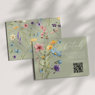 Wildflower Wild Flower QR Code Wedding Details Enclosure Card