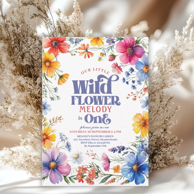 Wildflower Wild One 1st birthday Invitation (Créateur téléchargé)