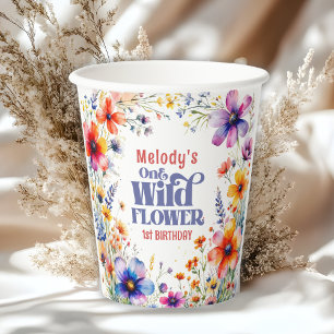 Wildflower Wild One 1st birthday Paper Cups