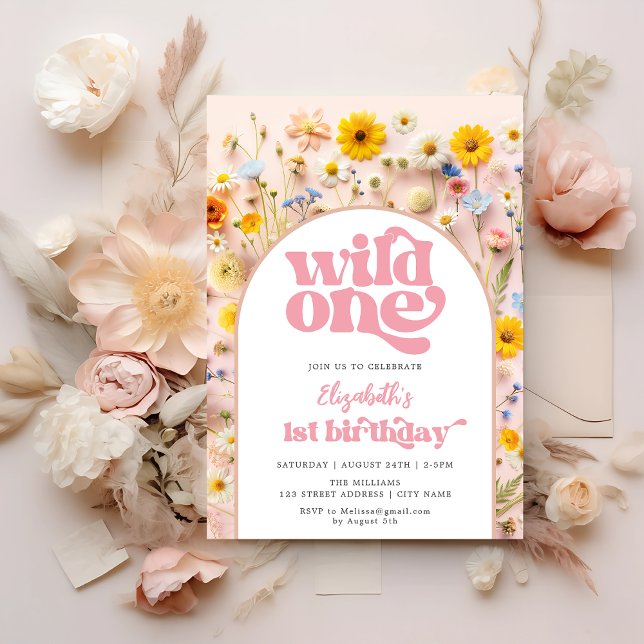 Wildflower Wild One Birthday  Invitation (Creator Uploaded)