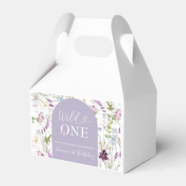 Wildflower Wild ONE Butterfly Garden Party Gable Favor Box (Front Side)