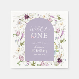 Wildflower Wild ONE Butterfly Garden Party Paper Napkin