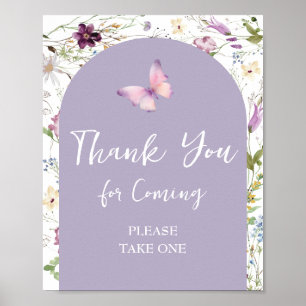 Wildflower Wild ONE Butterfly Garden Thank You Poster