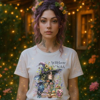 Wildflower Witch T-Shirt – Floral Witchcore Art 