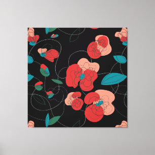 Wildflower Wonderland Stylized Flowers pattern Canvas Print